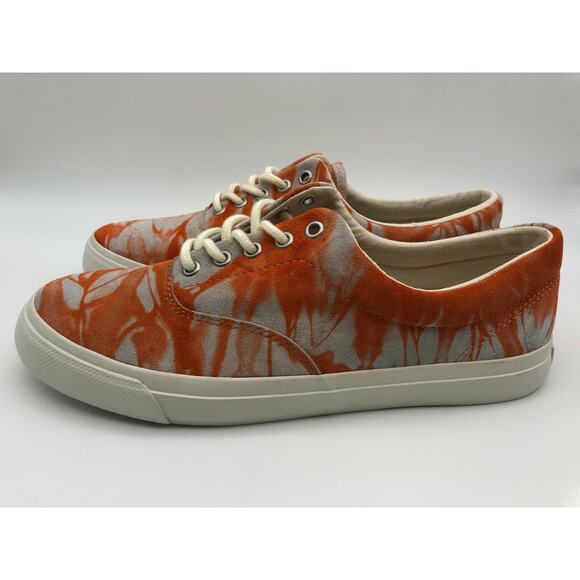Polo Ralph Lauren Orange Tie Dye Sneakers Harpoon Casual Shoes Men’s Size 9D - Picture 13 of 16